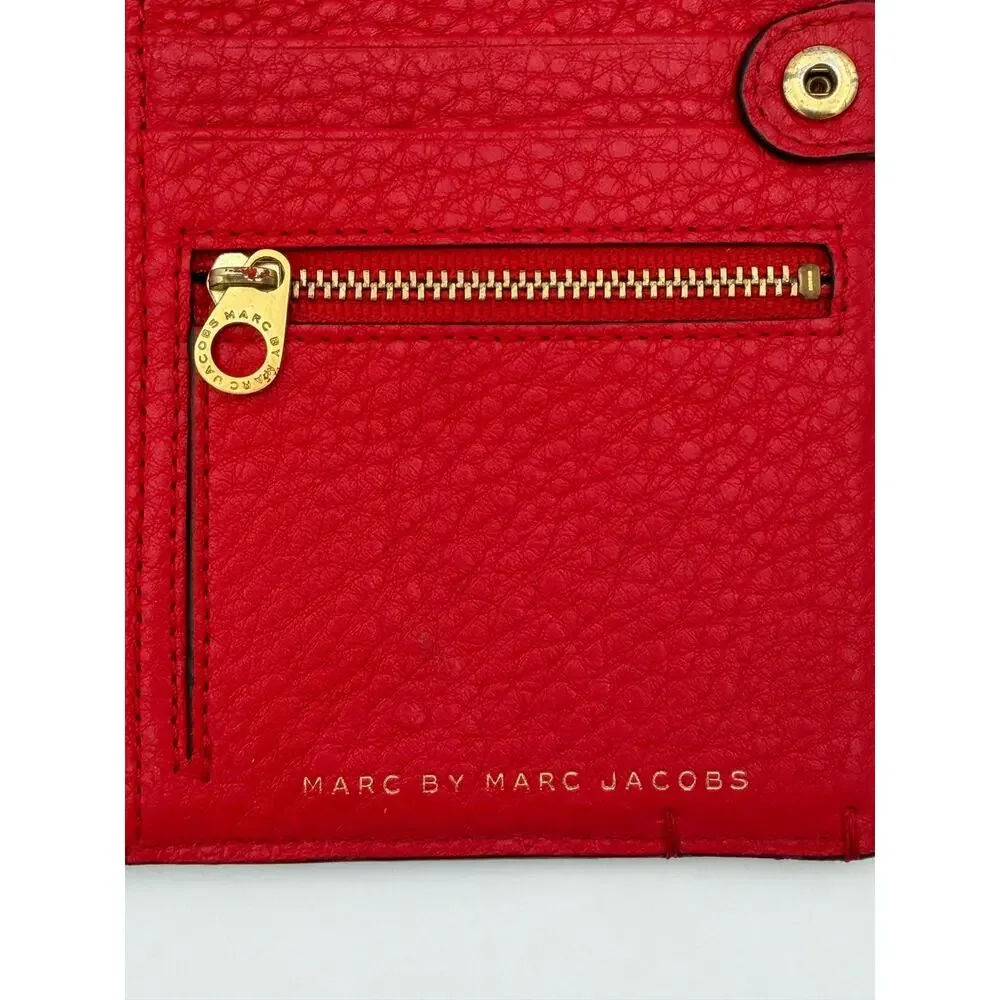 Marc by Marc Jacobs Colorblock Travel Wallet Red Burgundy Leather